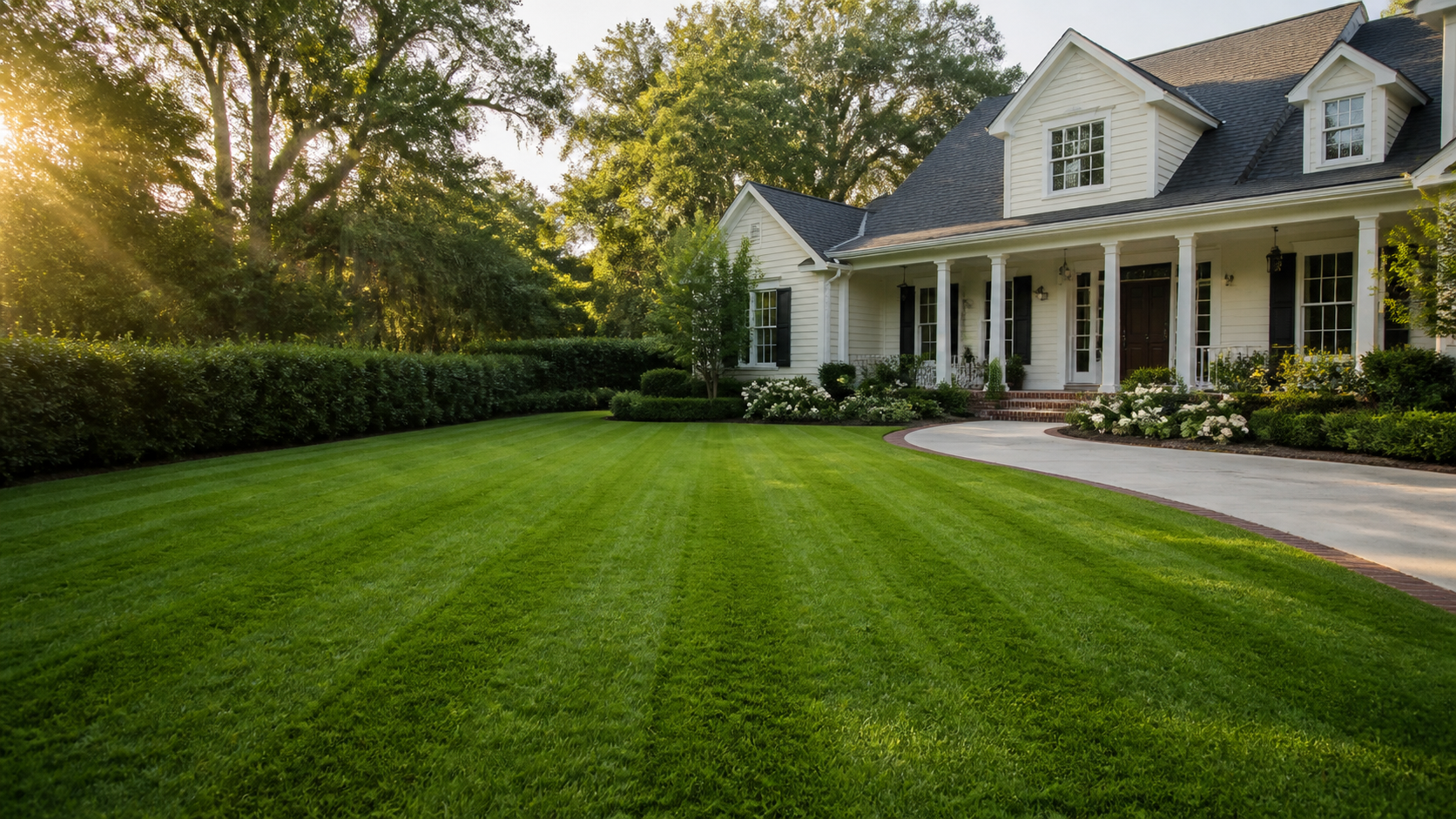 Freshly maintained residential lawn